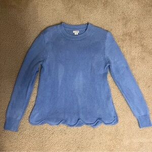 J. Crew Blue Scalloped Hem Sweater